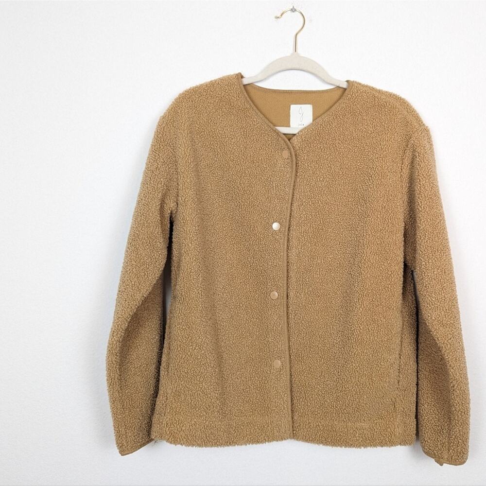 Joie Camel Button Up Sherpa Fuzzy Jacket Size S - image 3